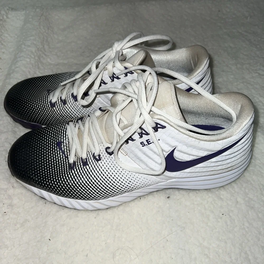 TCU Horned Frogs‎ Nike Trout Turf Cleat Men's 9.5 White/Purple Promo Sample Rare